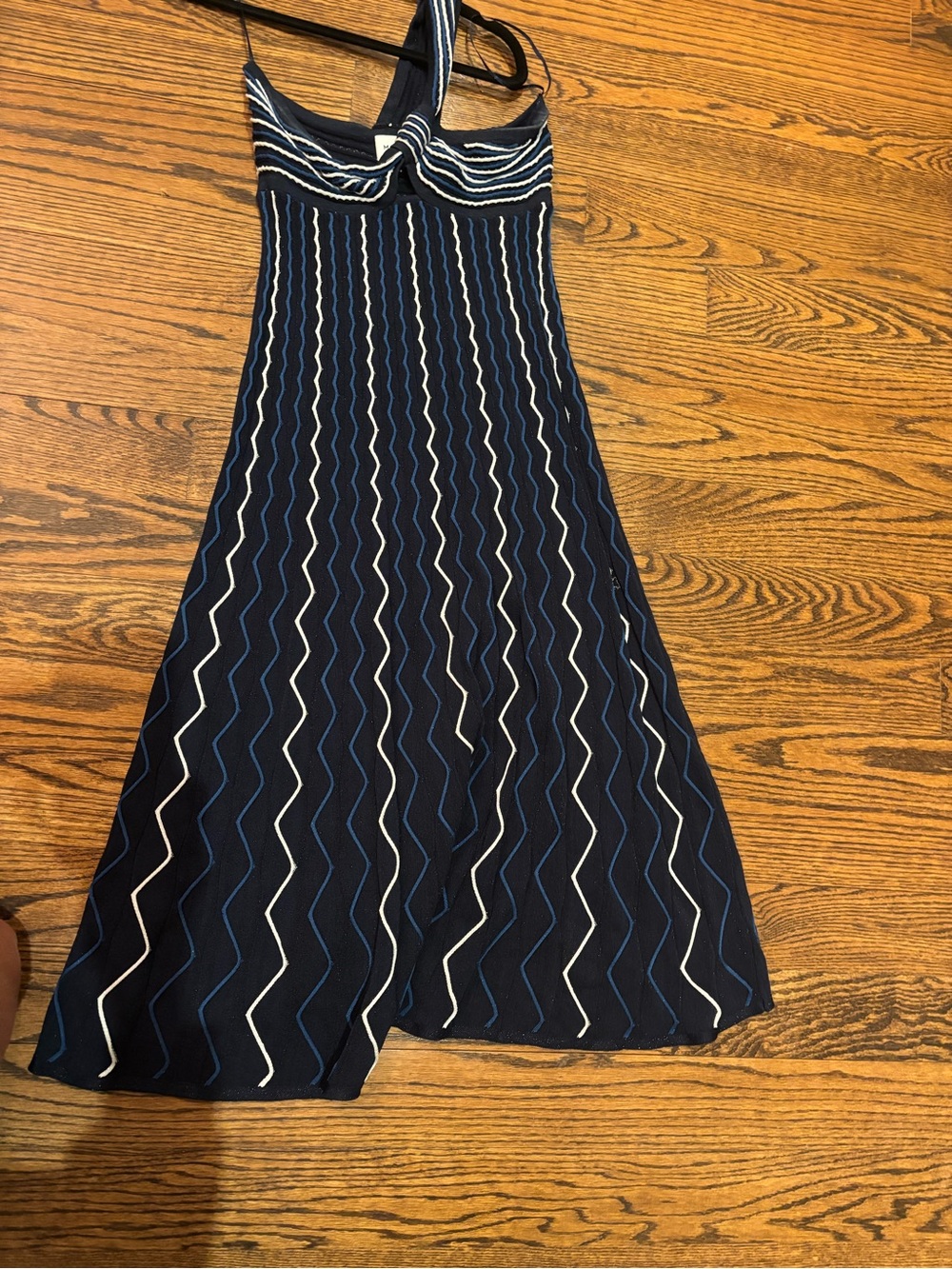 Milly Navy Chevron Knit Halter Dress